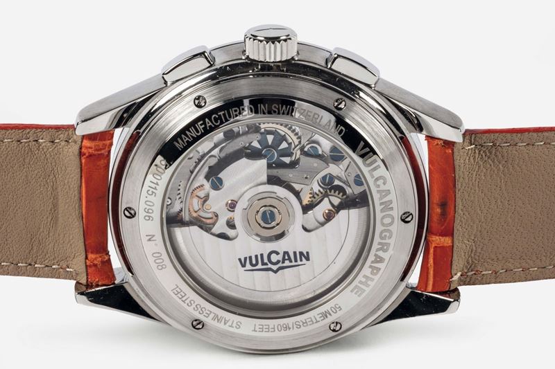 VULCAIN, VULCANOGRAPHE, GMT, Ref. 500115.096, orologio da polso, in  acciaio, automatico, impermeabile, con GMT, data, scala pulsometrica e  fibbia originale in acciaio. Accompagnato dalla scatola originale e  Garanzia - Asta Orologi da