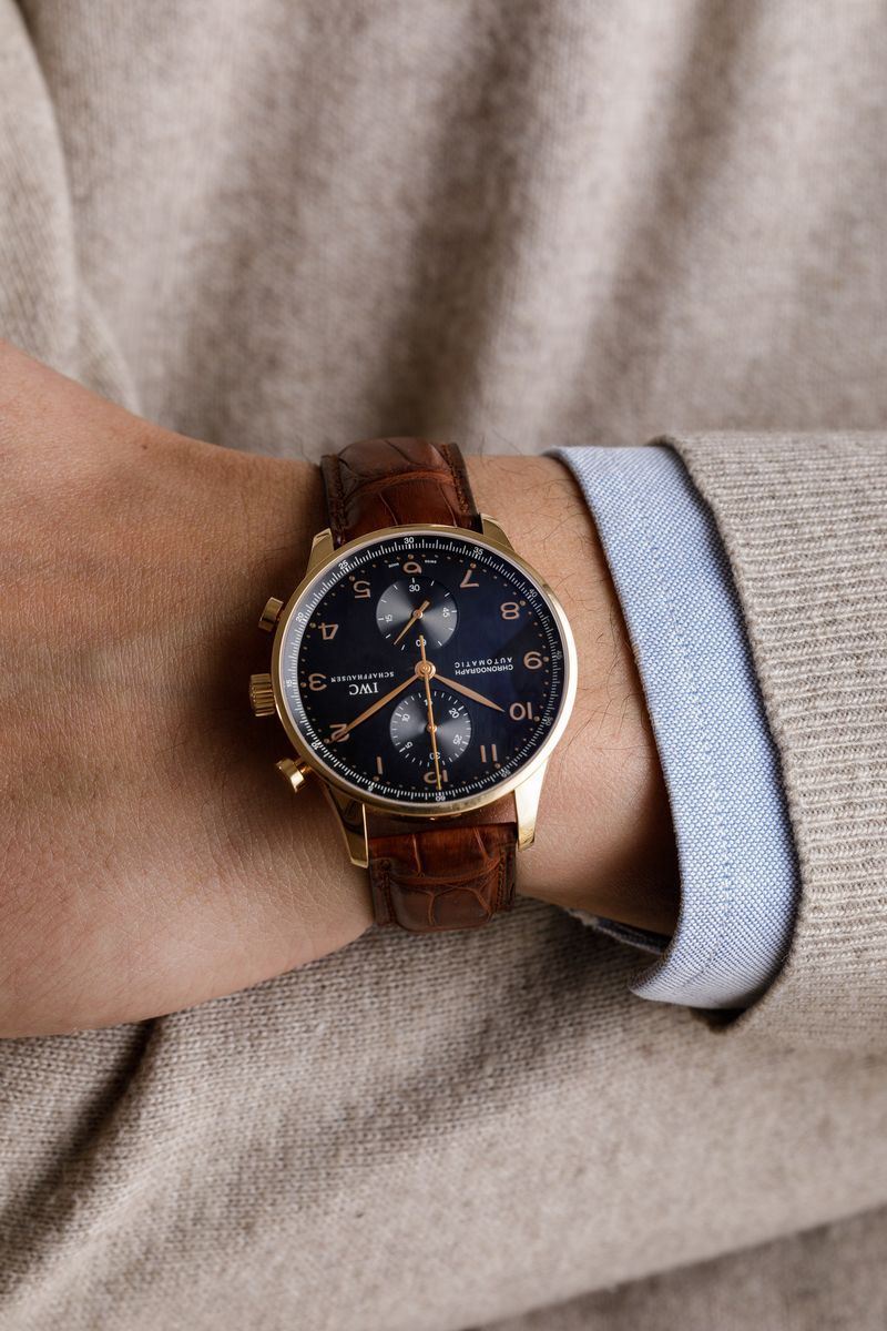 IWC - Portoguese Chronograph, oro rosa, 40 mm, 2005. Condizioni da fondo di  magazzino con garanzia e scatola da viaggio. - Asta Orologi da Polso e da  Tasca - Cambi Casa d'Aste