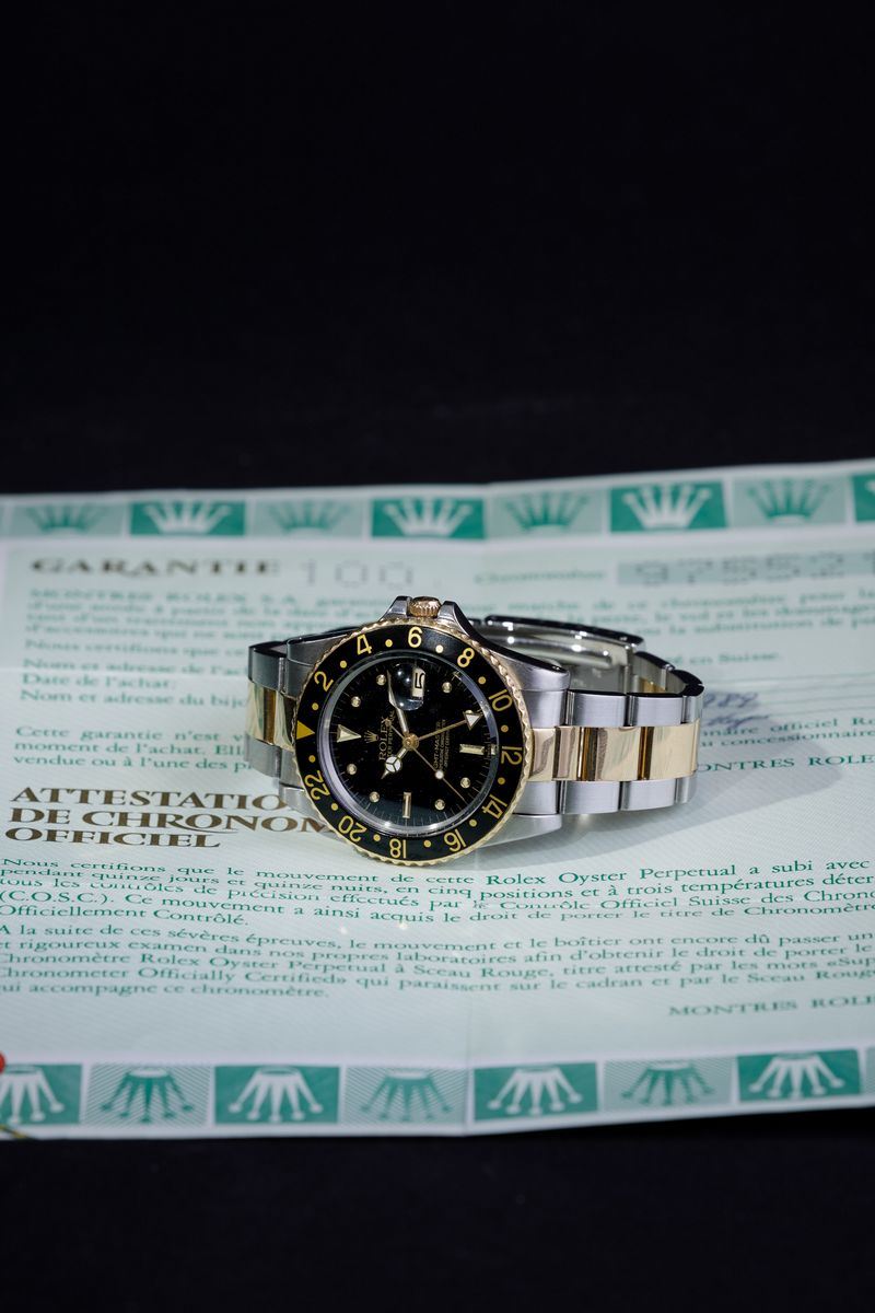 ROLEX - GMT Master ref 16753 acciaio e oro Nipple Dial, vetro plastica con  scatola e garanzia - Asta Orologi da Polso e da Tasca - Cambi Casa d'Aste