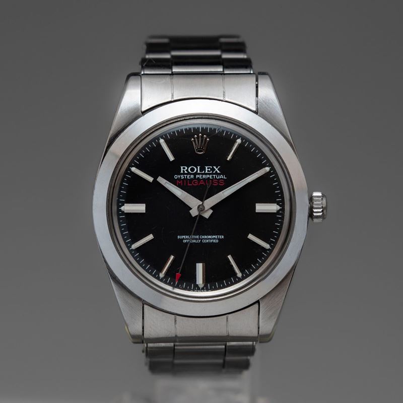 ROLEX - Raro Milgauss ref 1019 vetro plastica, in acciaio con quadrante nero  e bracciale oyster - Asta Orologi da Polso e da Tasca - Cambi Casa d'Aste