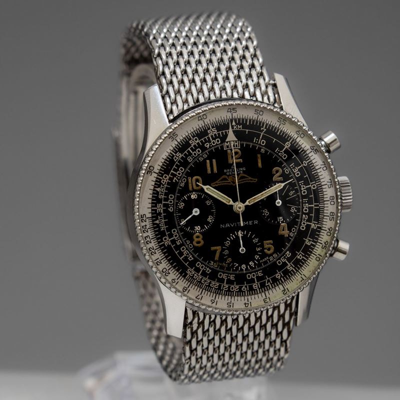 BREITLING - Navitimer 806, raro cronografo in acciaio realizzato per i  membri dell'AOPA: Aircraft Owners and Pilots Association. Bracciale in  acciaio maglia Milano e cinturino in pelle - Asta Orologi da Polso