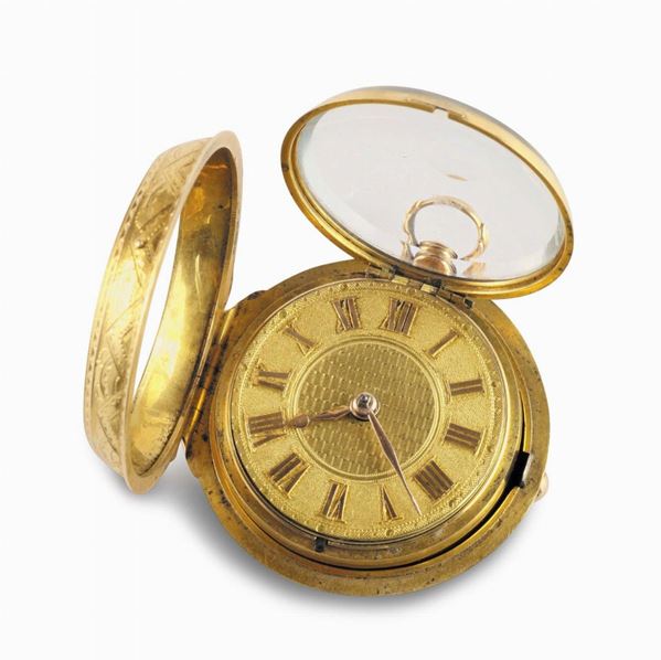 Orologio da tasca inglese a doppia cassa in oro, Londra 1820 circa