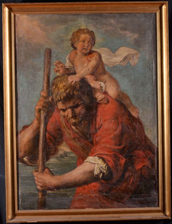 Anonimo del XIX secolo San Cristoforo con Bambin Gesù