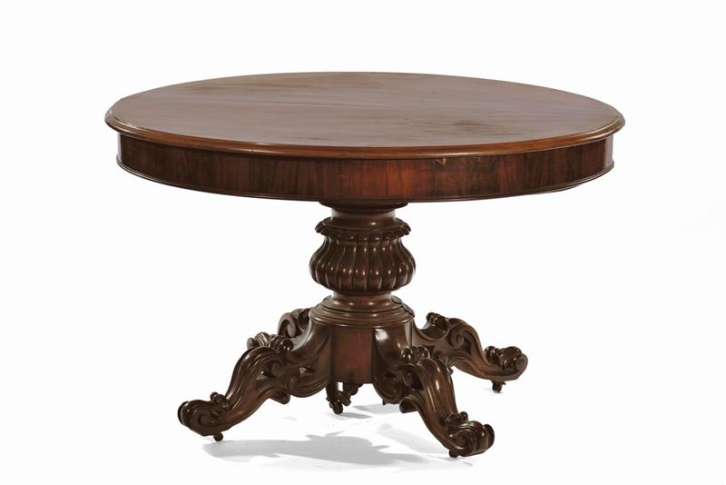 Tavolo circolare allungabile lastronato, XIX secolo  - Auction Furniture | Cambi Time - Cambi Casa d'Aste