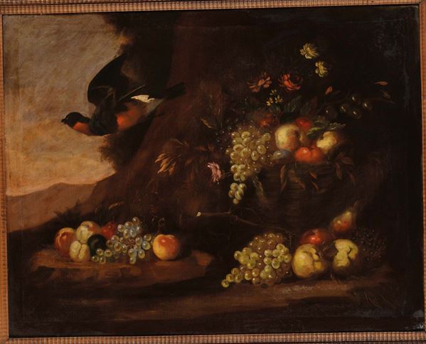Anonimo della fine del XIX secolo Nature morte con fiori e frutta