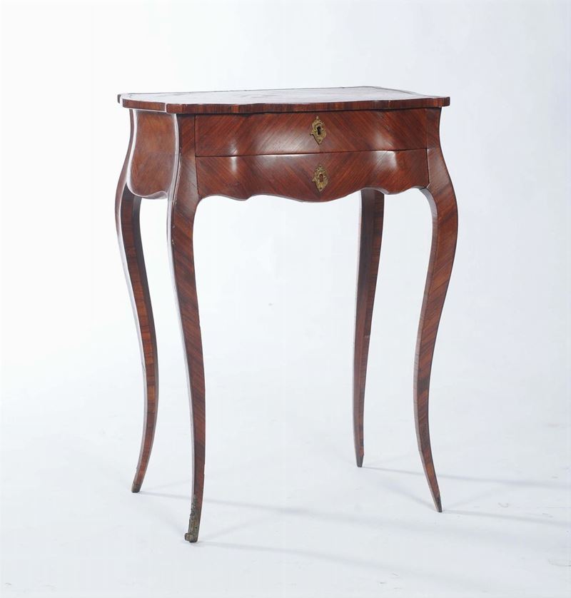 Tavolino a due cassetti lastronato, Francia XIX secolo  - Auction Antique and Old Masters - II - Cambi Casa d'Aste