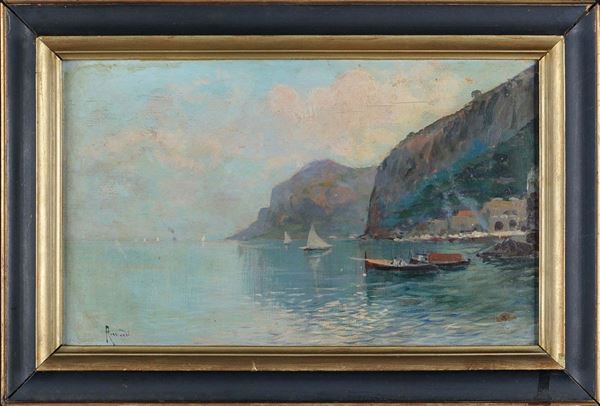 Oscar Ricciardi (1864-1935) Veduta del golfo di Sorrento