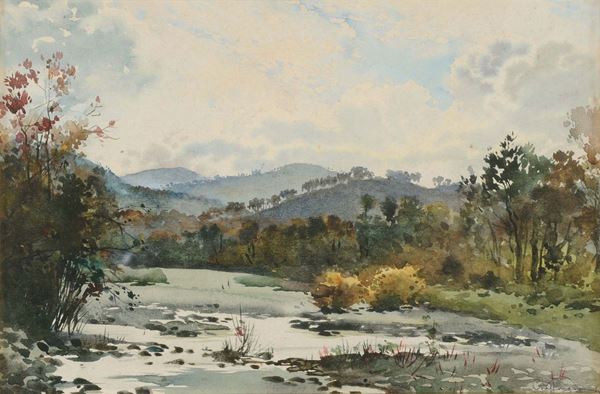 Aurelio Craffonara (1875-1945) Paesaggio con ruscello