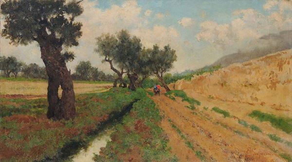 Francesco Lojacono (21838-1915), ambito di Veduta di canale