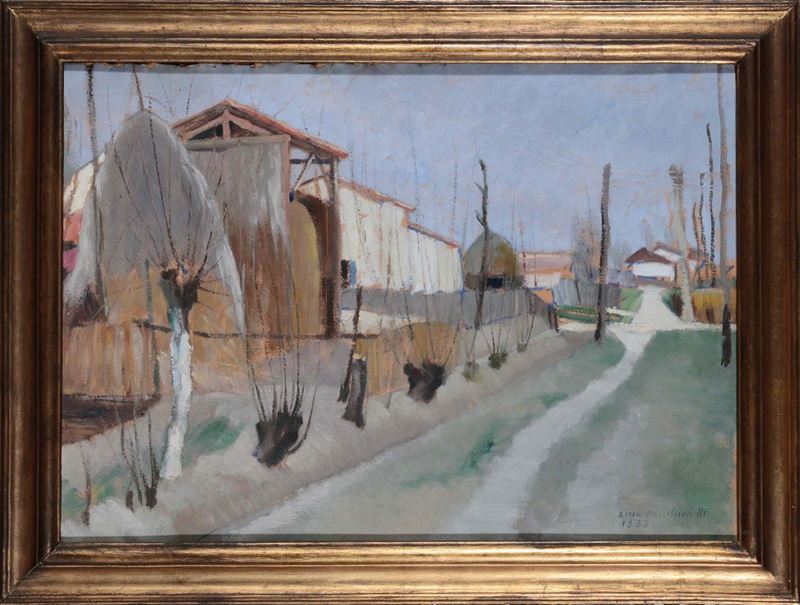 Lino Perissinotti (1897-1967)<br>Lungo il Brenta, 1933  - Asta Dipinti del XIX e XX secolo - Cambi Casa d'Aste