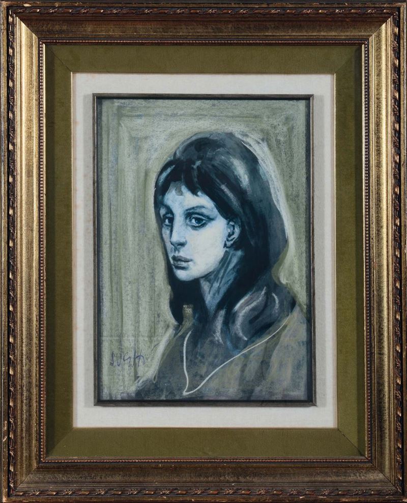 Alberto Sughi (1928)<br>Ritratto femminile  - Asta Dipinti del XIX e XX secolo - Cambi Casa d'Aste