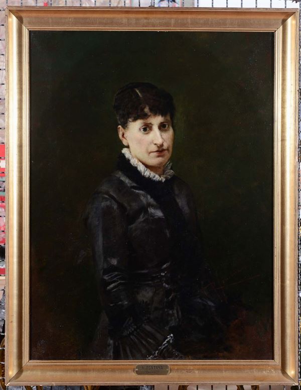 Roberto Fontana (Milano 1844-1907), ambito di Ritratto di Signora