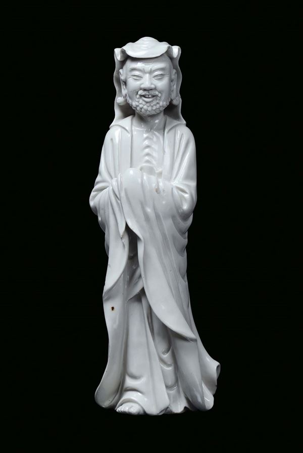 A Blanc de Chine porcelain monk, China, Dehua, Qing Dynasty, 18th century