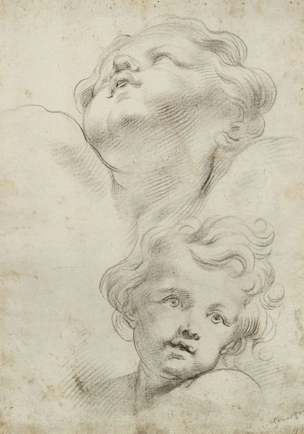 Domenico Piola (Genova 1627-1703) Volto di due angeli