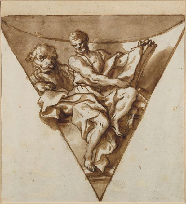 Paolo Gerolamo Piola (Genova 1666 -1724) San Marco, studio per pennacchio di volta