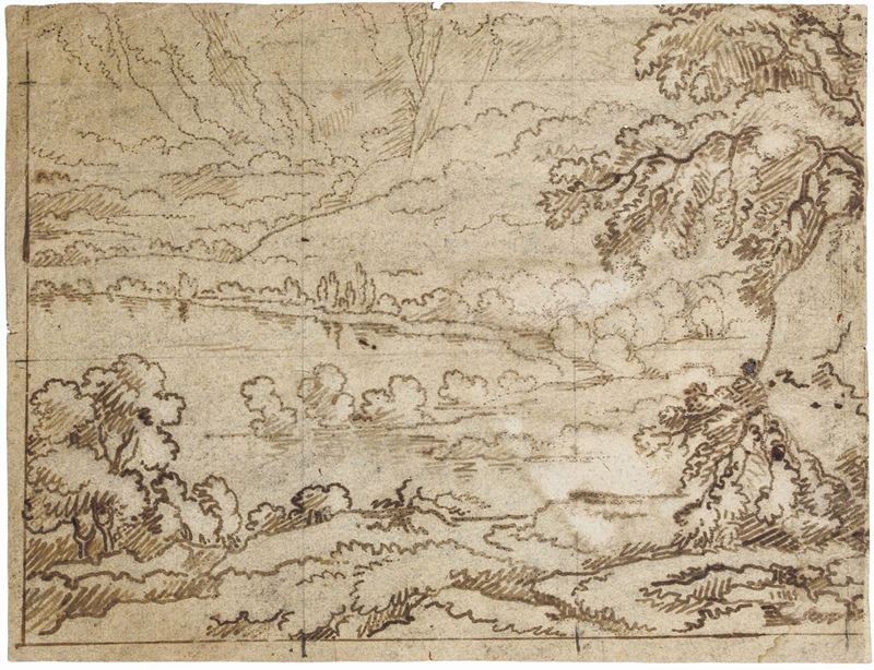 Carlo Antonio Tavella (Milano 1668 - Genova 1738)<br>Paesaggio  - Auction Fine Drawings - I - Cambi Casa d'Aste