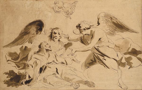 Scuola Genovese del XVIII secolo Gesù confortato dagli angeli
