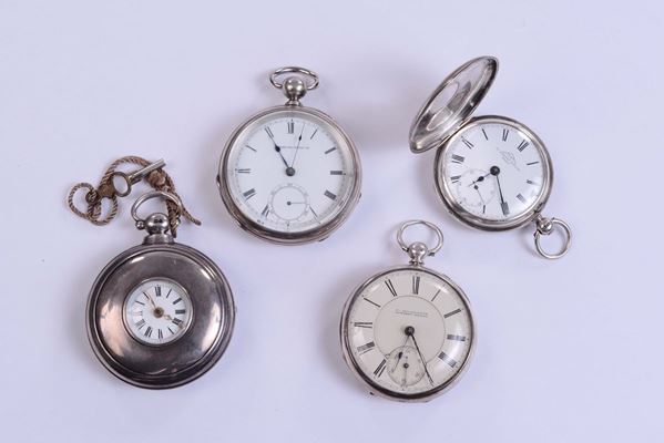 Quattro orologi da tasca in argento