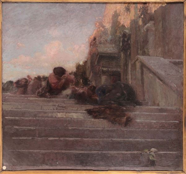 Giuseppe Mentessi (1857-1931) Bozzetto per il quadro lacrime