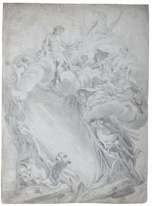 Francois Boucher (Parigi 1703-1770), copia da Studio per frontespizio
