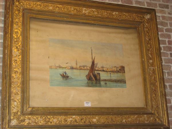 Acquerello raggigurante Venezia in cornice