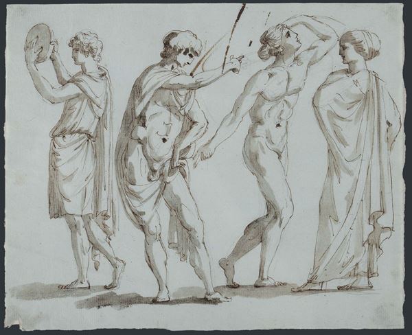 Giacomo Rossi (Bologna 1748 - 1817) Insieme di tre studi per figure