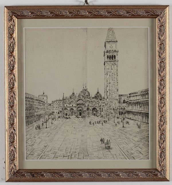 Francesco Moja, attribuito (Milano 1802 - Dolo 1885) Piazza San Marco Venezia