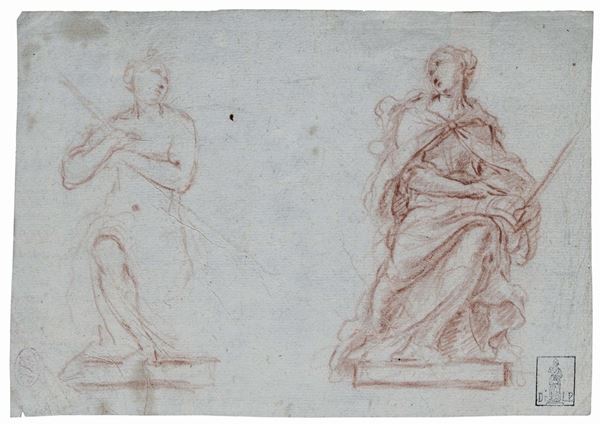 Scuola Romana del XVII secolo Studio per due sculture
