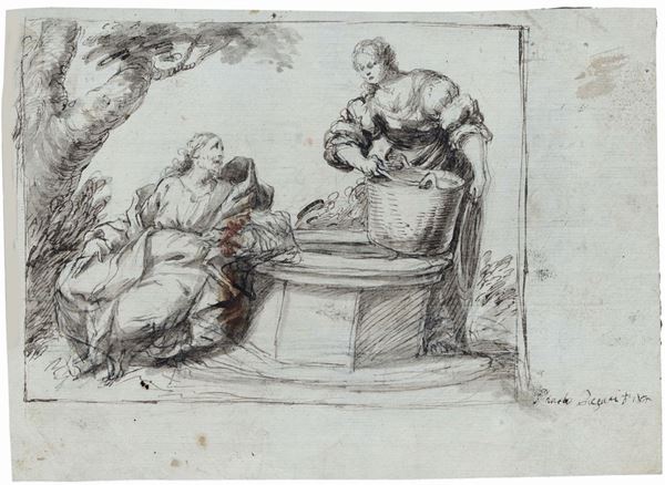 Paolo Pagani (Valasolda 1655 - Milano 1716), attribuito a Gesù e la Samaritana al pozzo