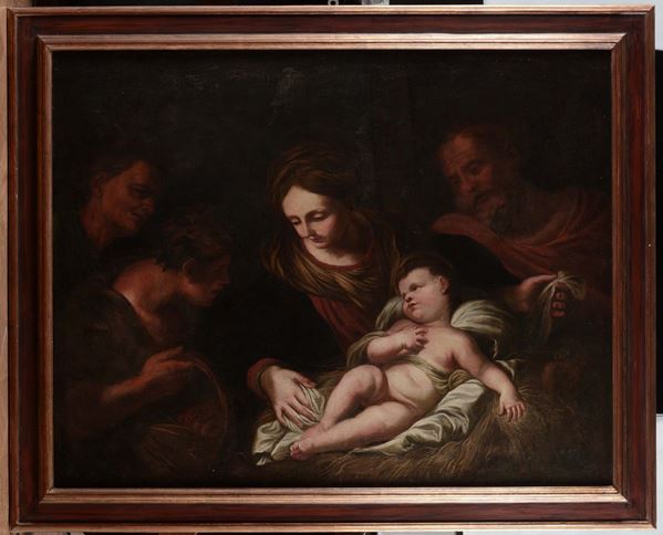 Domenico Piola (Genova 1627 - 1703), ambito di Adorazione dei pastori