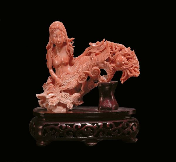 A coral mermaid ,China early 20th century
