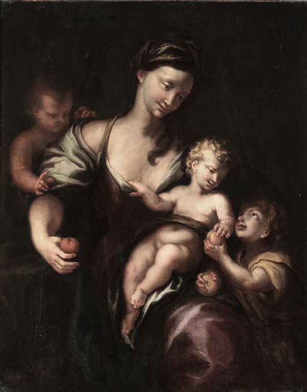 Domenico Piola (Genova 1627 - 1703), ambito di Madonna con il Bambino