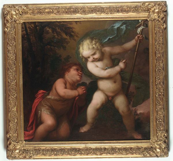 Stefano Danedi detto il Montalto (Treviglio 1612 - Milano 1690) Gesù bambino e San Giovannino