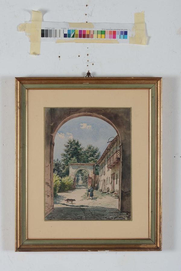 Luigi Premazzi (1814-1891) Cortile di cascinale, 1841