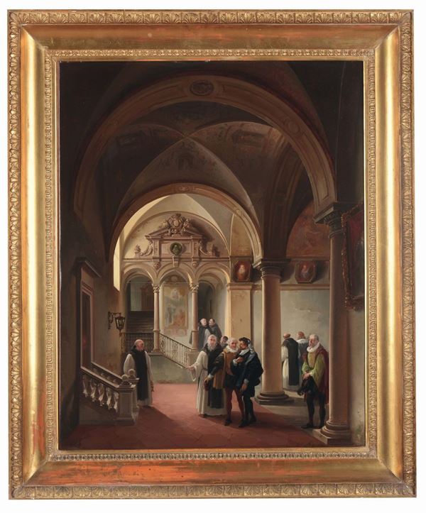 Giovanni Migliara (Alessandria 1785 - Milano 1837) Interno con figure