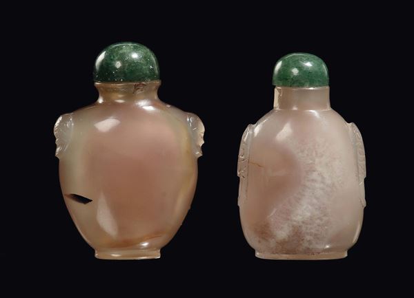 Coppia di snuff bottle in agata, Cina, Dinastia Qing, XIX secolo
