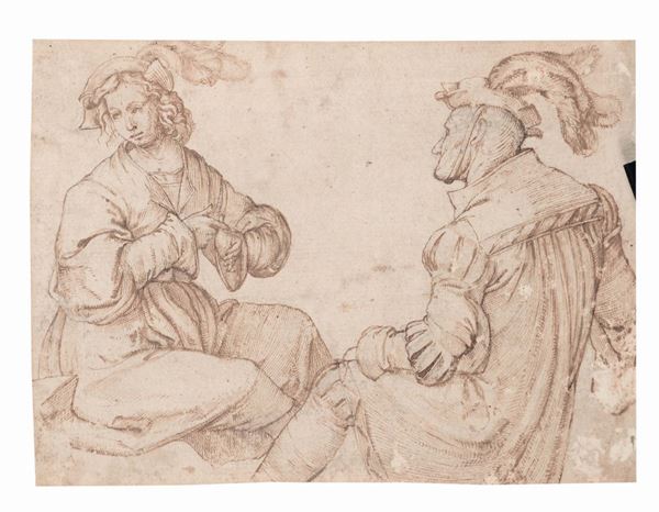 Scuola del XVI secolo Due figure in conversazione