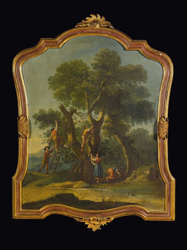 Scuola Lombarda del XVIII secolo Paesaggi con figure