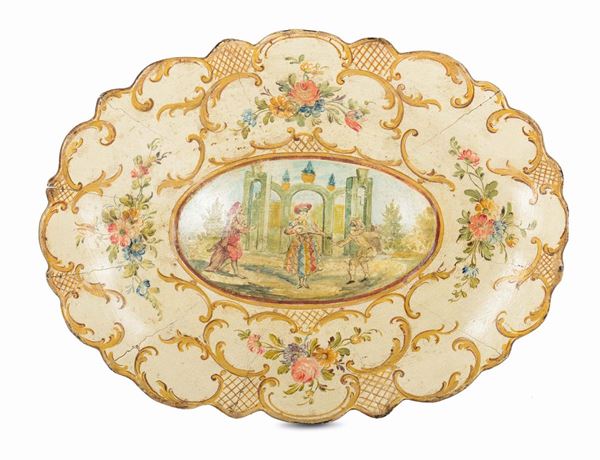 Vassoio ovale con bordo festonato, Veneto, seconda metà del XVIII secolo