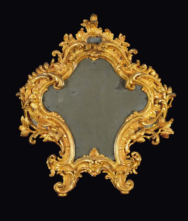 Specchiera sagomata da tavolo o cartagloria Luigi XV, Genova, metà XVIII secolo
