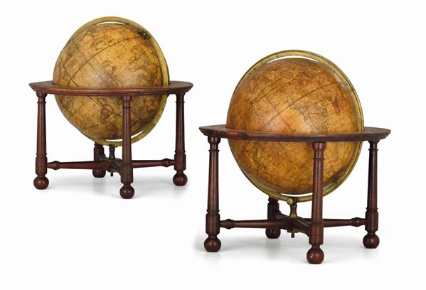 Coppia di globi terrestri e celesti di Wright’s editi da William Bardin, Londra, circa 1800