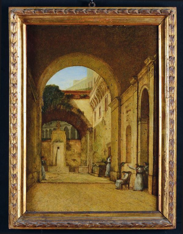 Vincenzo Chialli (Città di Castello 1787 - Cortona 1840) Interno del convento delle Monache di Santa Caterina a Bologna