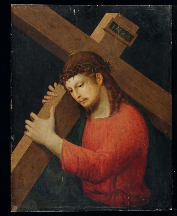 Scuola Tedesca del XVI secolo Cristo porta la croce