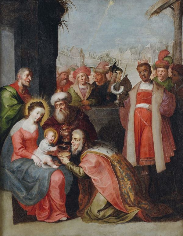 Frans Francken III (Anversa 1607-1667), attribuito a Adorazione dei Magi