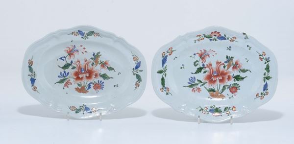 Due piatti ovali Doccia, manifattura Ginori, 1750-1760 circa