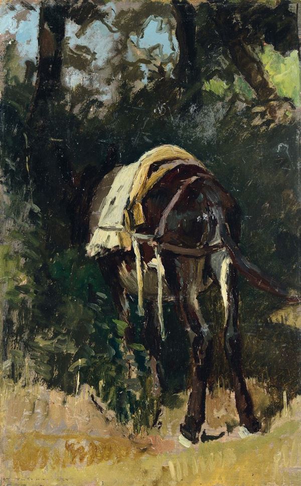 Stefano Bruzzi (Piacenza 1835-1911) Cavallo di retro