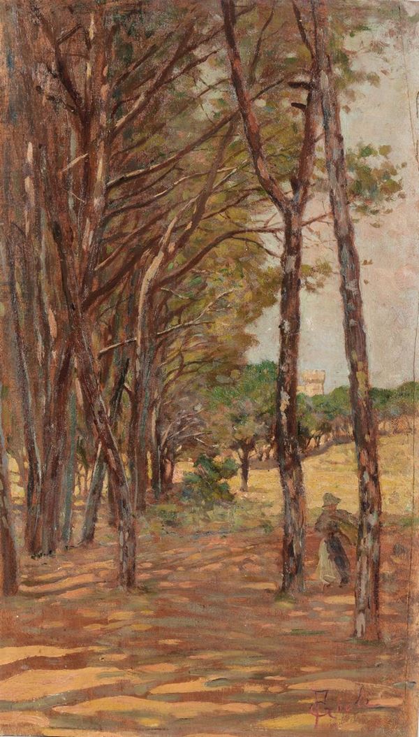Luigi Gioli (San Frediano a Settimo 1854 - Firenze 1947) Contadina tra gli alberi