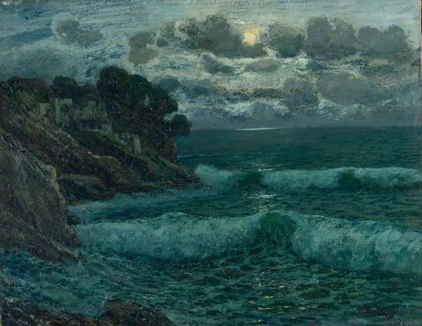 Giuseppe Sacheri (Genova 1863 - Pianfei 1950) Marina notturna