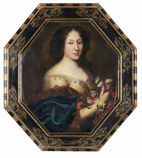 Scuola Francese del XVII secolo Ritratto femminile con fiori