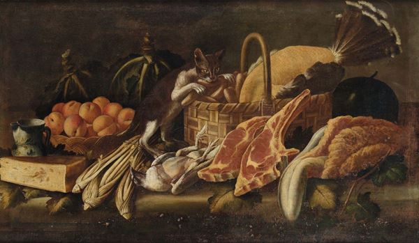 Giacomo Nani (Porto Ercole 1698 - Napoli 1755), attribuito a Coppia di nature morte